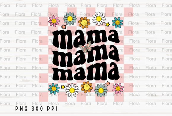 Capturing Retro Charm with Checkered Mama Floral Groovy PNG