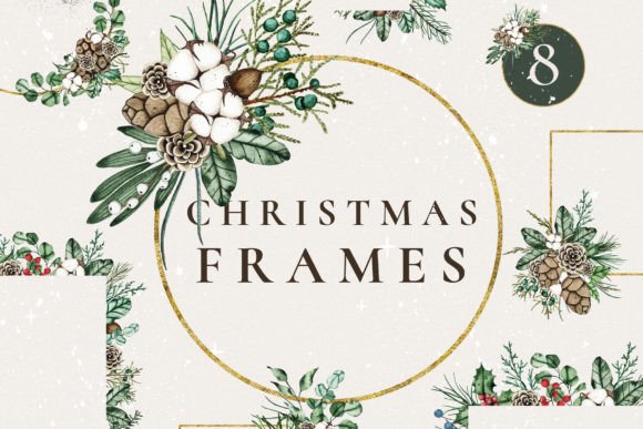 Christmas Golden Floral Frame Clipart: Your Essential Design Resource