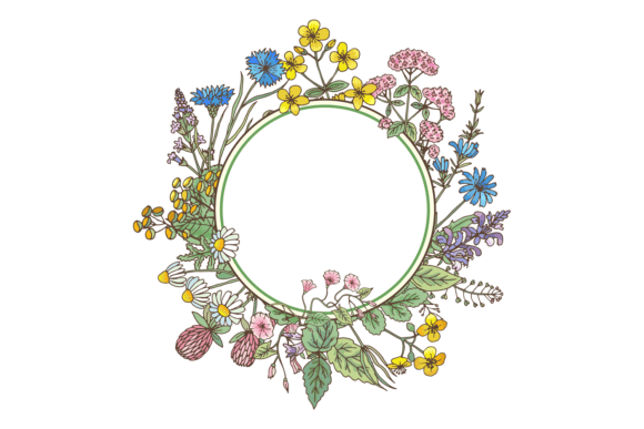 Decorative Floral Frame Natural Herb Round Border: A Versatile Design Asset