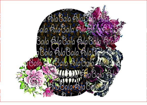 Floral Halloween Skull PNG for Sublimation and Digital Projects