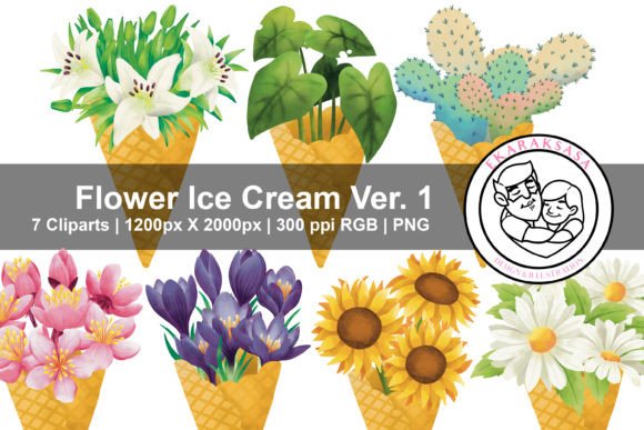 Floral Ice Cream Cone Clipart: A Sweet Twist on Modern Digital Design