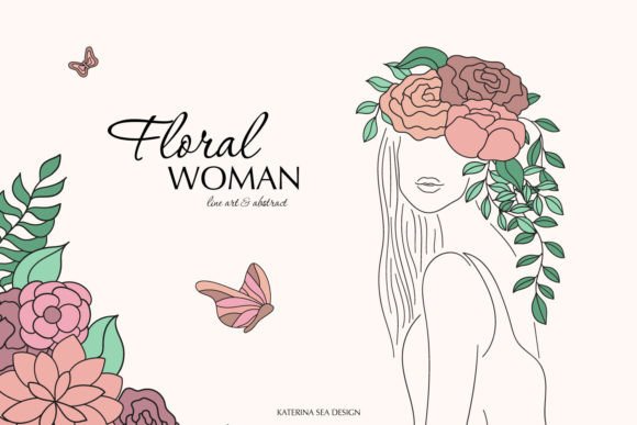 The Elegance of Line Art Floral Woman Elements in Modern Design