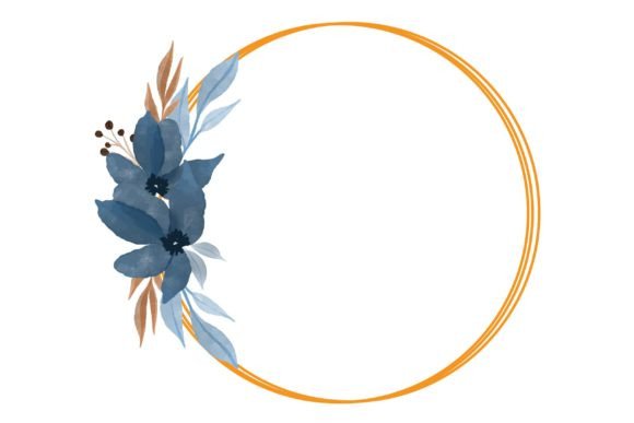 The Gold Frame with Blue Floral Bouquet: A Versatile Watercolor Wonder