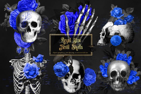 The Royal Blue Floral Skulls Clip Art Pack: Your Secret Weapon for Creative Projects
