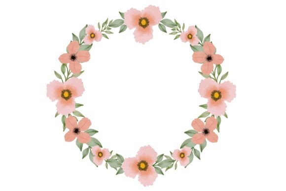 Versatile Peach Floral Wreath Illustration